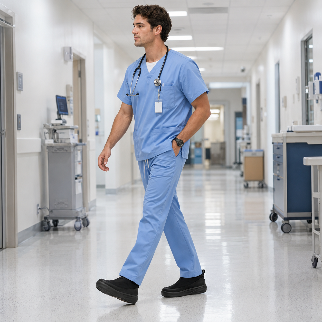 Hiwell work shoes in use
